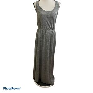 Hollister maxi grey T-shirt lace cutout back dress size medium waist elastic